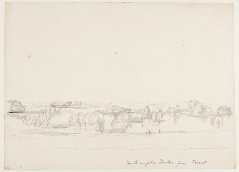 Sketch_20-136 Southampton Docks from The New Forest (Date unknown: 70s?)