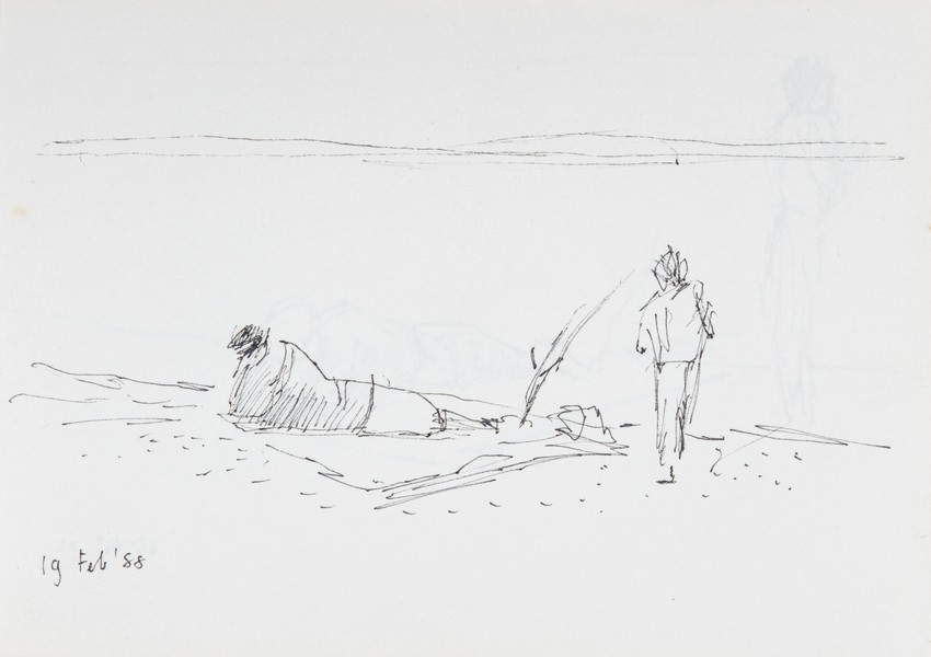 Sketch_03-21 figure on beach blanket (19th Feb 1988)