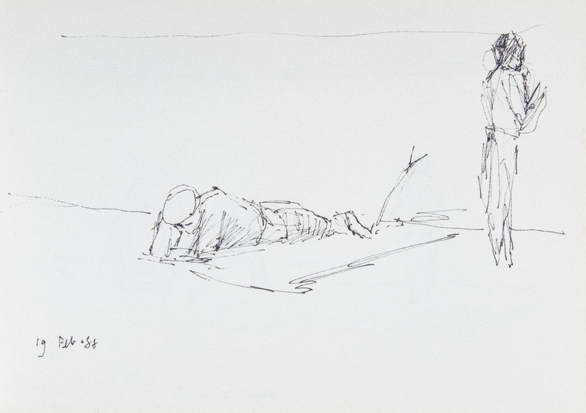 Sketch_03-22 figure on beach blanket (19th Feb 1988)