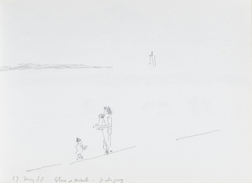 Sketch_03-35 mother and children on the beach Beaulieu river (17th May 1988)