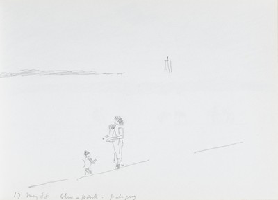 Sketch_03-35 mother and children on the beach Beaulieu river