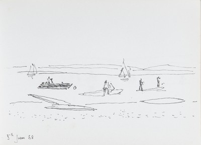 Sketch_03-43 windsurfers and motor boat