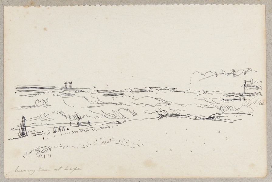 Sketch_18-07 heavy sea at Lepe (c1968)