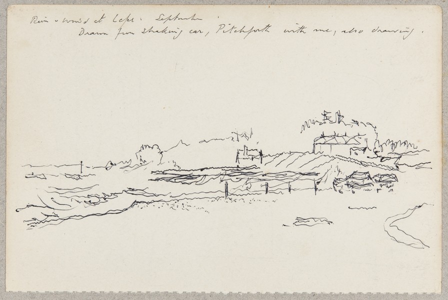 Sketch_18-08 rain and wind at Lepe (c September 1969)