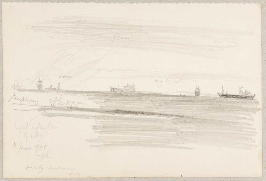 Sketch_18-22 ships on horizon (11th Jun 1968)