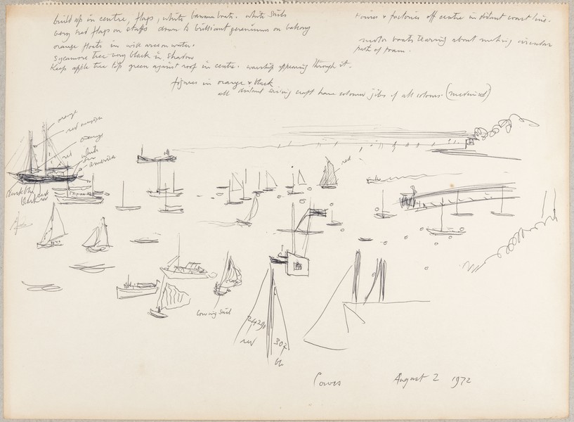 Sketch_18-58 boats harbour Cowes (2nd Aug 1972)