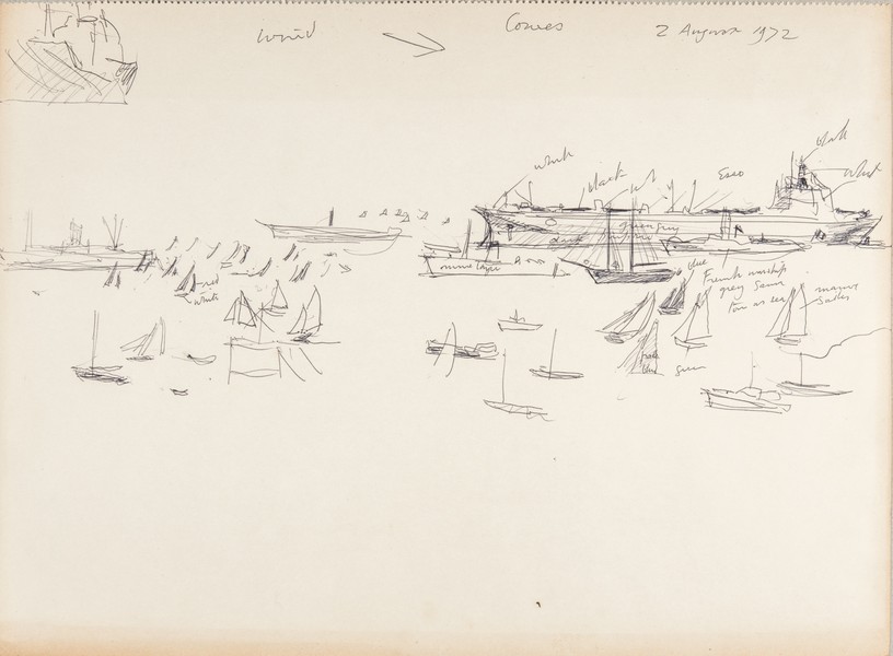 Sketch_18-60 boats harbour Cowes (2nd Aug 1972)